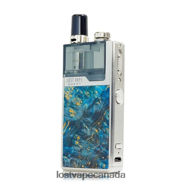 Lost Vape Quest Orion Q Pod Device Full Kit 220P8B476 - Lost Vape Wholesale Silver/Blue Stabwood