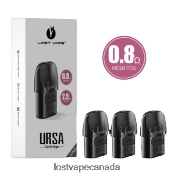 Lost Vape URSA Replacement Pods | 2.5mL (3-Pack) 220P8B123 - Lost Vape Customer Service Black 0.8ohm