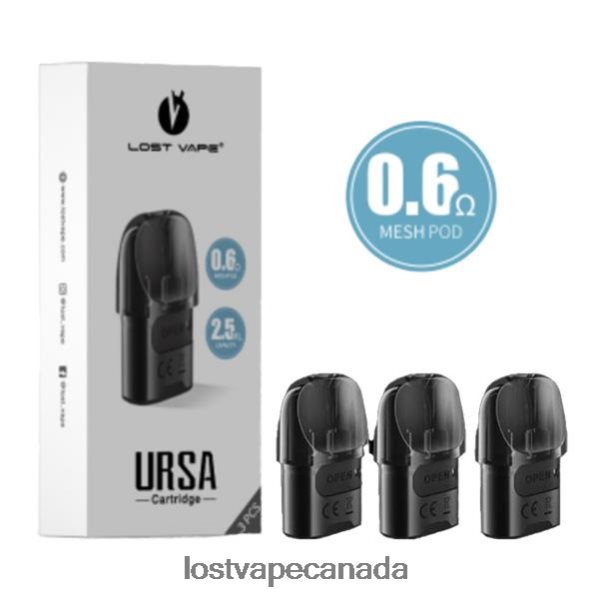 Lost Vape URSA Replacement Pods | 2.5mL (3-Pack) 220P8B6 - Lost Vape Wholesale Black 0.6ohm